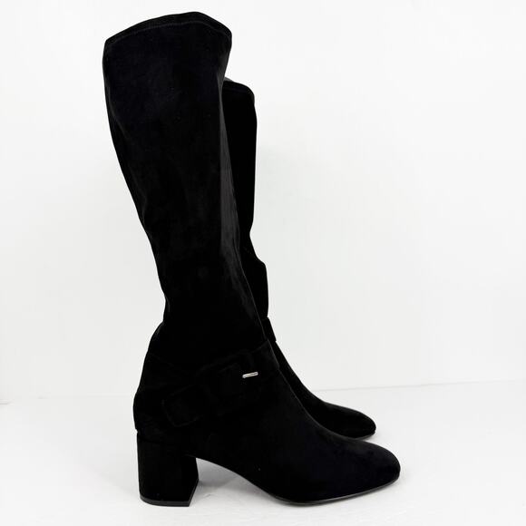 Vaneli Womens Sorina Tall Boots Size 11M Black Suede Slip On Flared Heel NIB - Picture 2 of 13